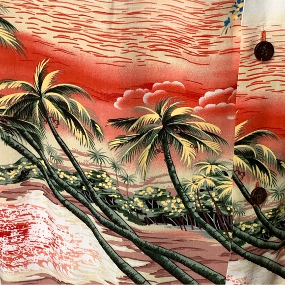 Vintage Kalaheo Hawaiian Camp Shirt Tropical Beach Palm Trees Mountains XXL - Picture 7 of 8